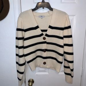 Black and cream button up sweater